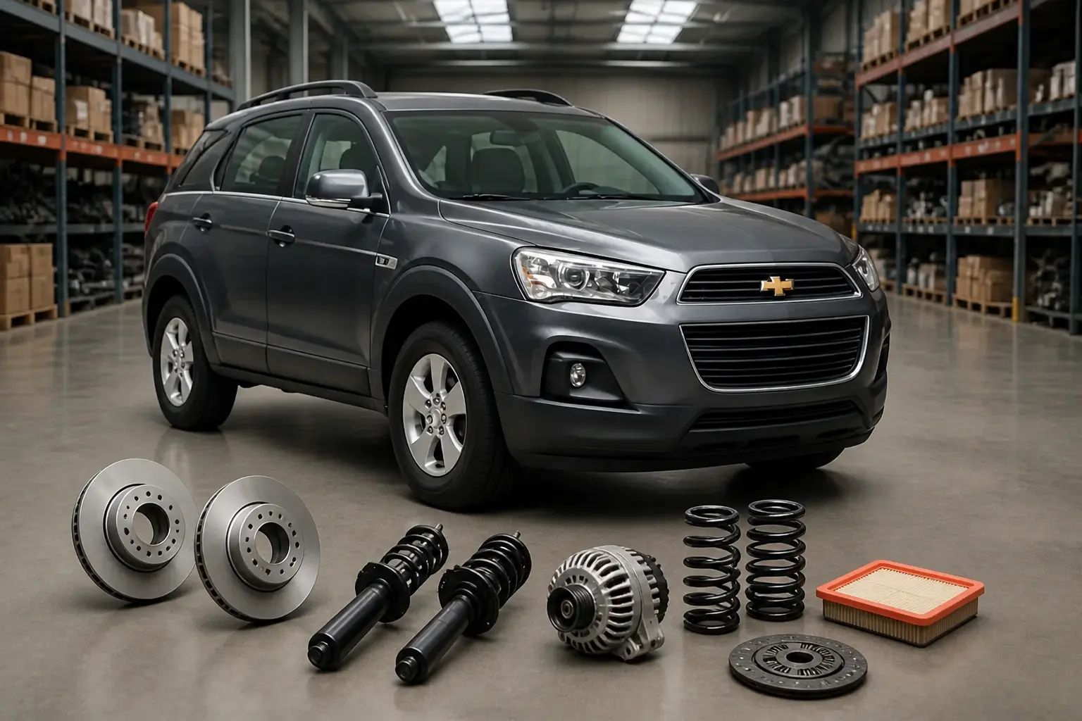 Chevrolet parts on warehouse floor in Johannesburg