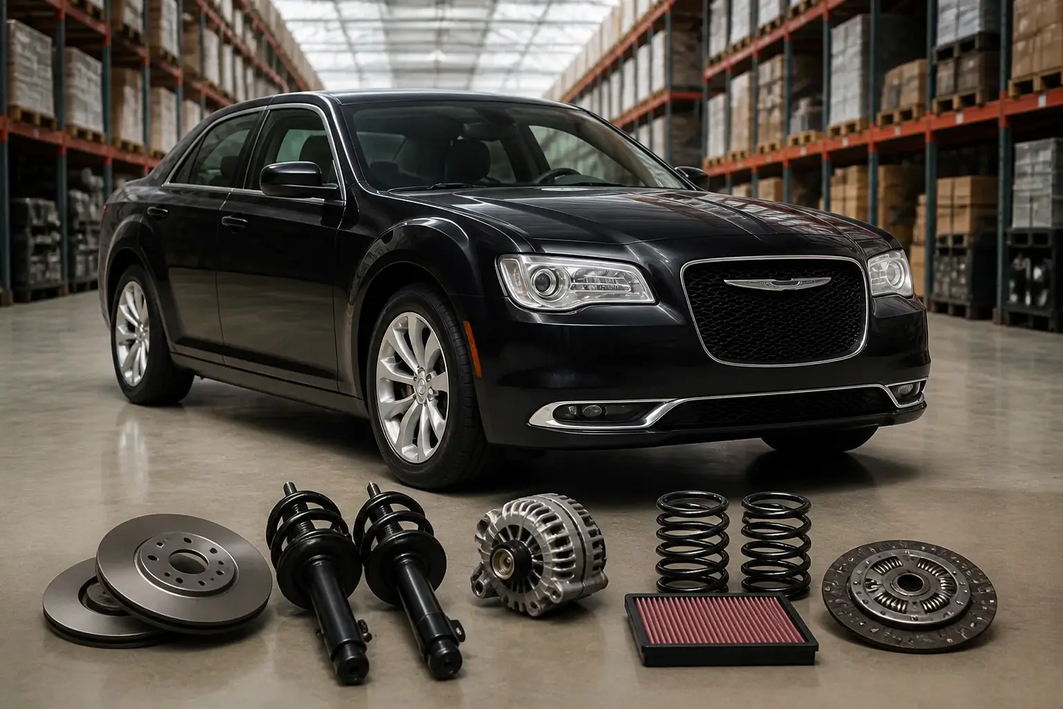 Chrysler parts on warehouse floor in Johannesburg