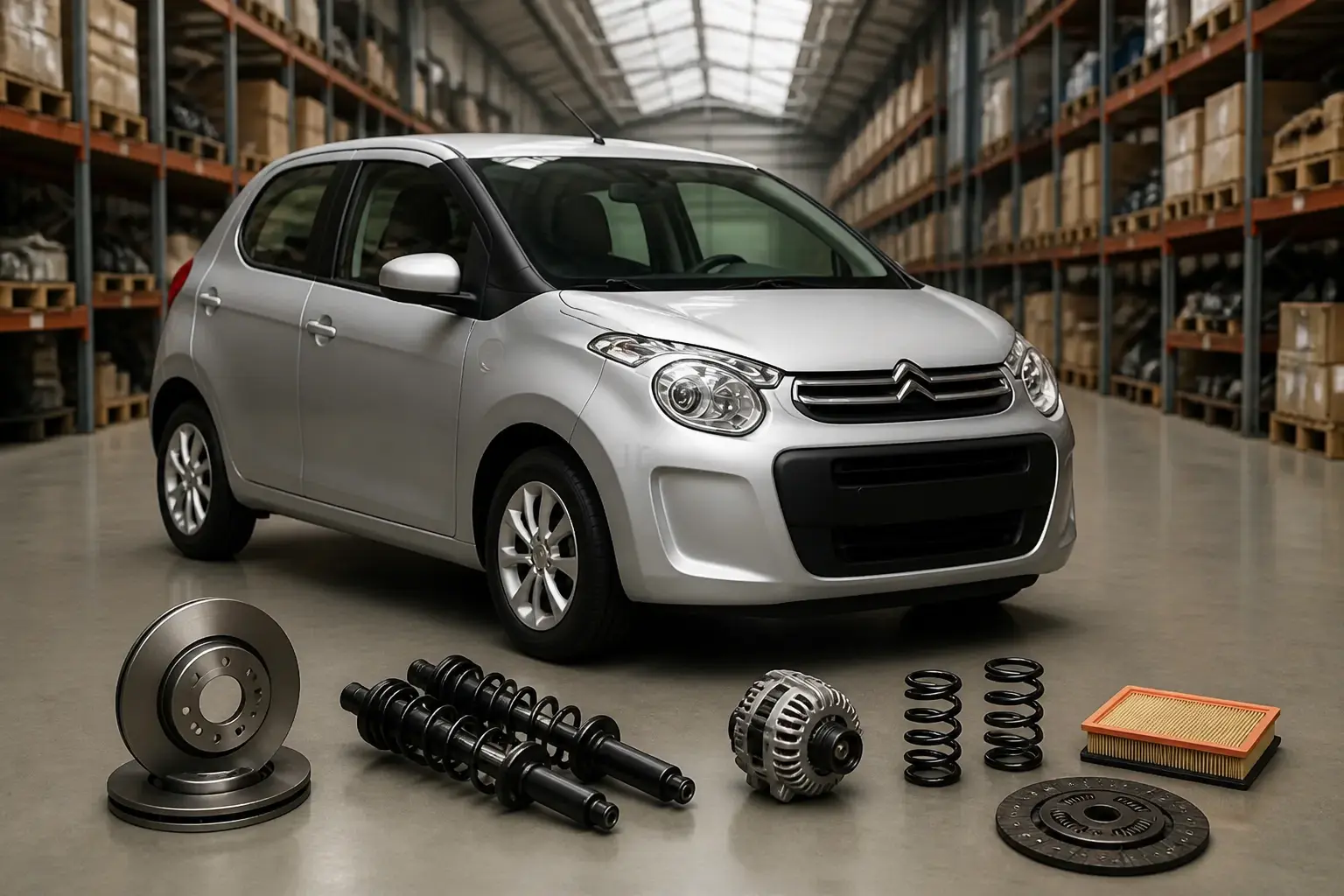 Citroen parts on warehouse floor in Johannesburg