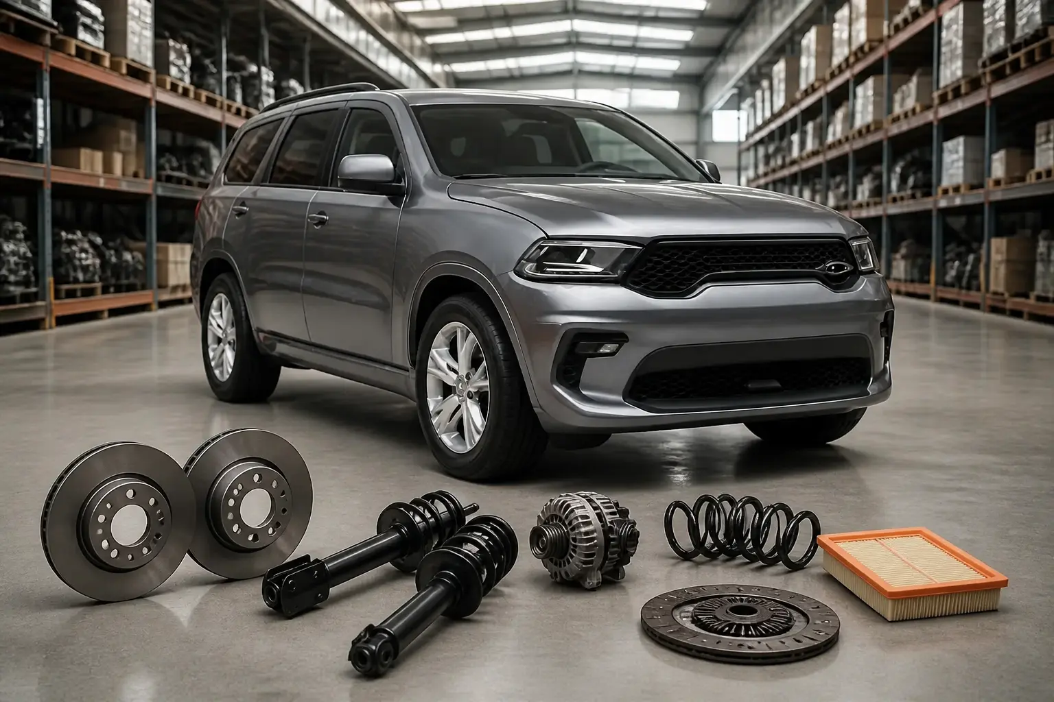 Dodge parts on warehouse floor in Johannesburg