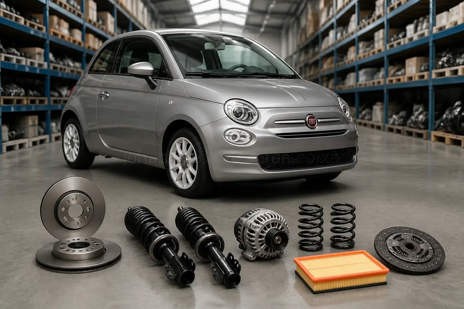 Fiat parts on warehouse floor in Johannesburg
