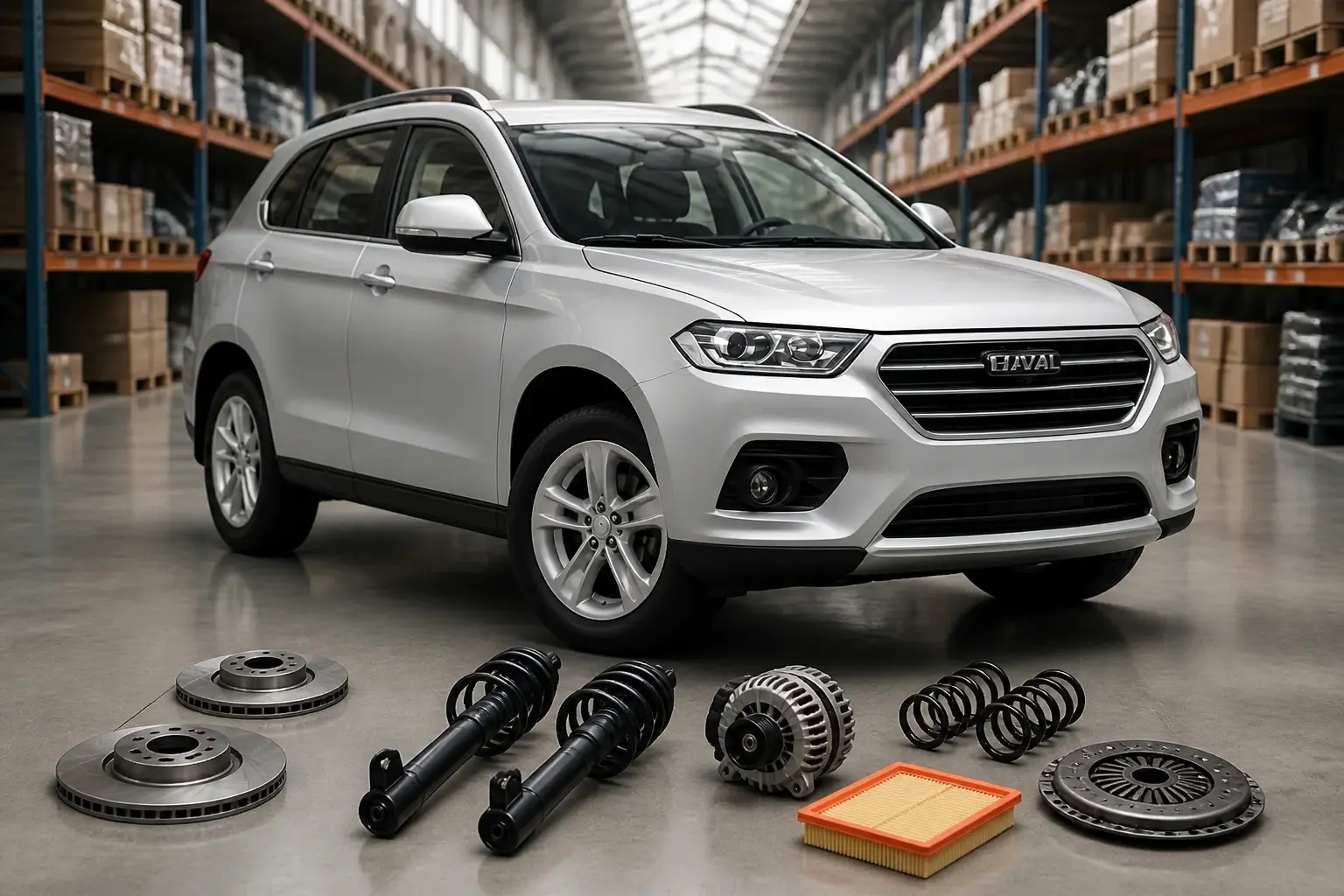 Haval parts on warehouse floor in Johannesburg