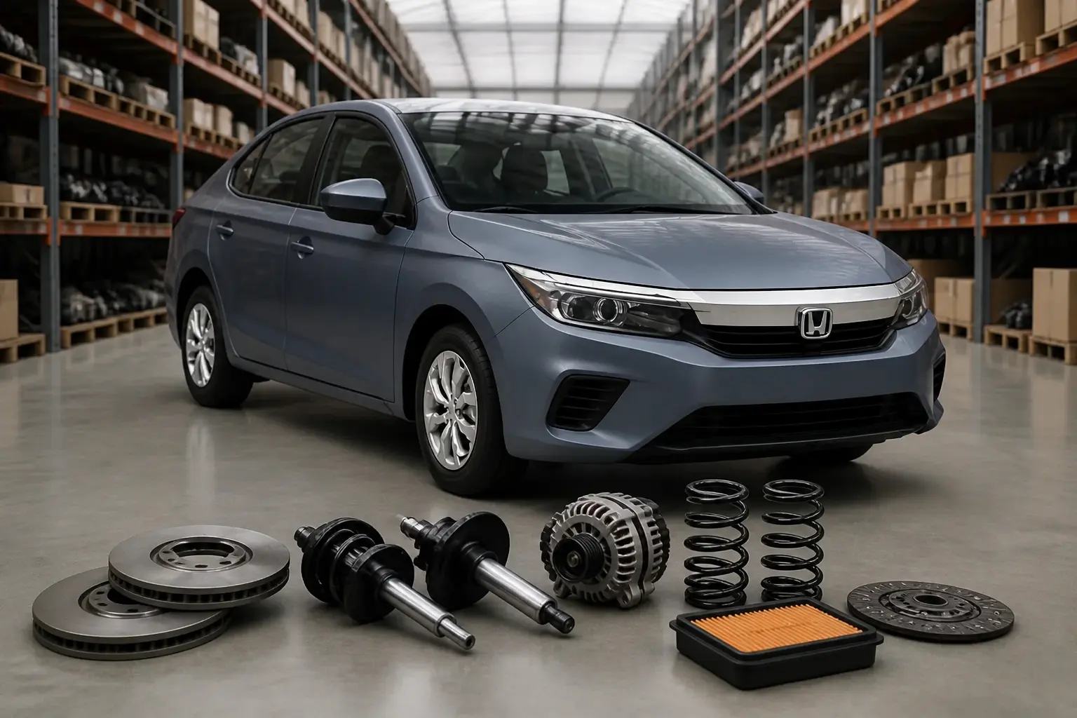 Honda parts on warehouse floor in Johannesburg
