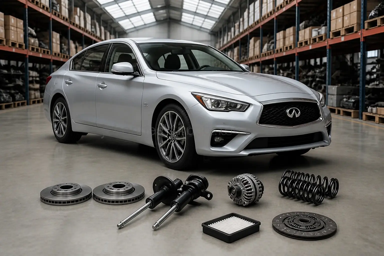Infiniti parts on warehouse floor in Johannesburg