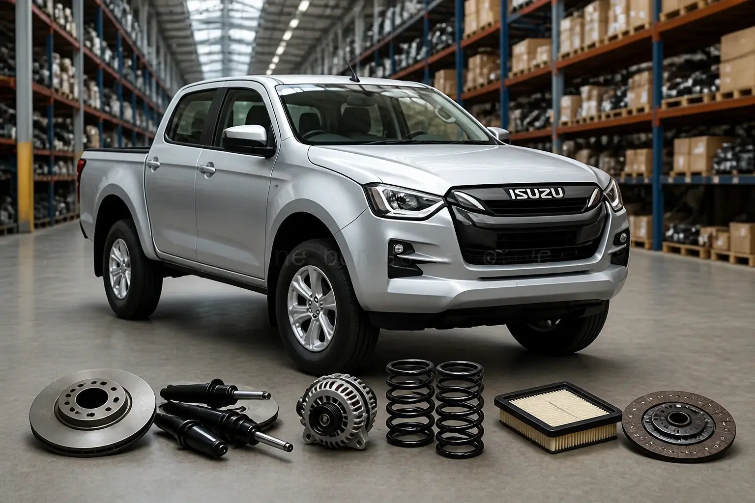 Isuzu parts on warehouse floor in Johannesburg