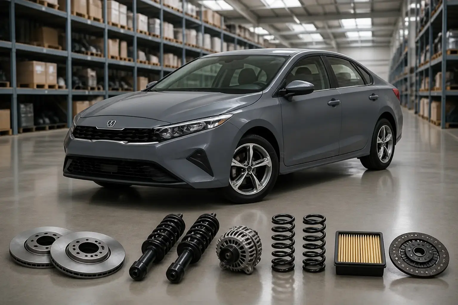 Kia parts on warehouse floor in Johannesburg
