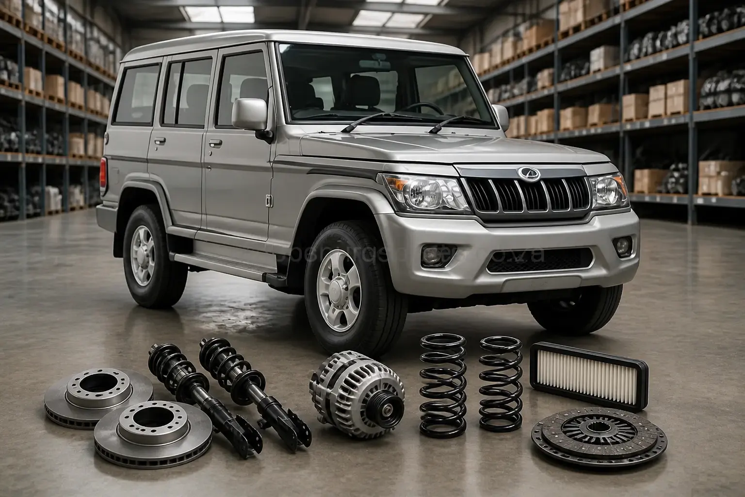 Mahindra parts on warehouse floor in Johannesburg