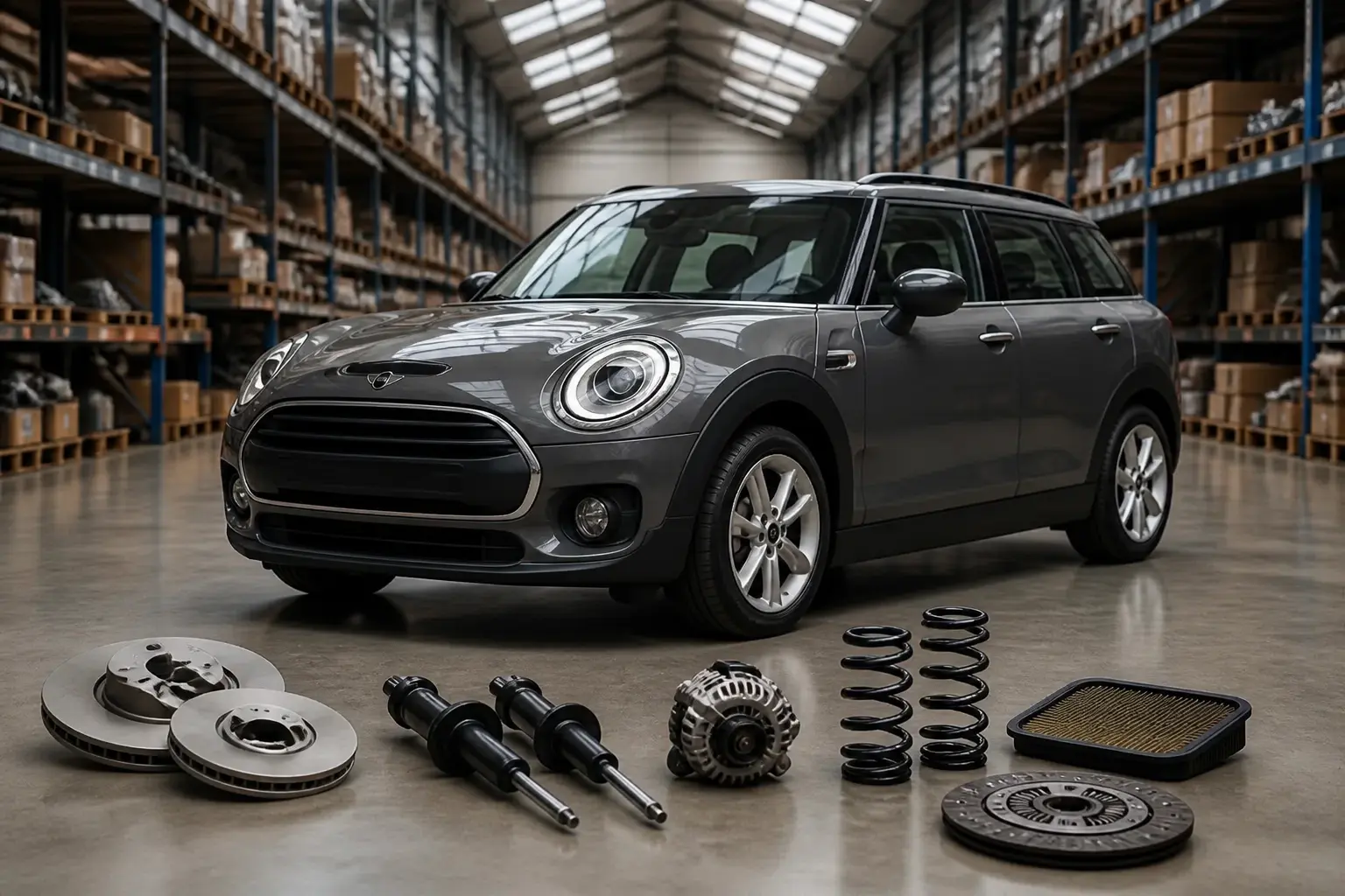 Mini parts on warehouse floor in Johannesburg
