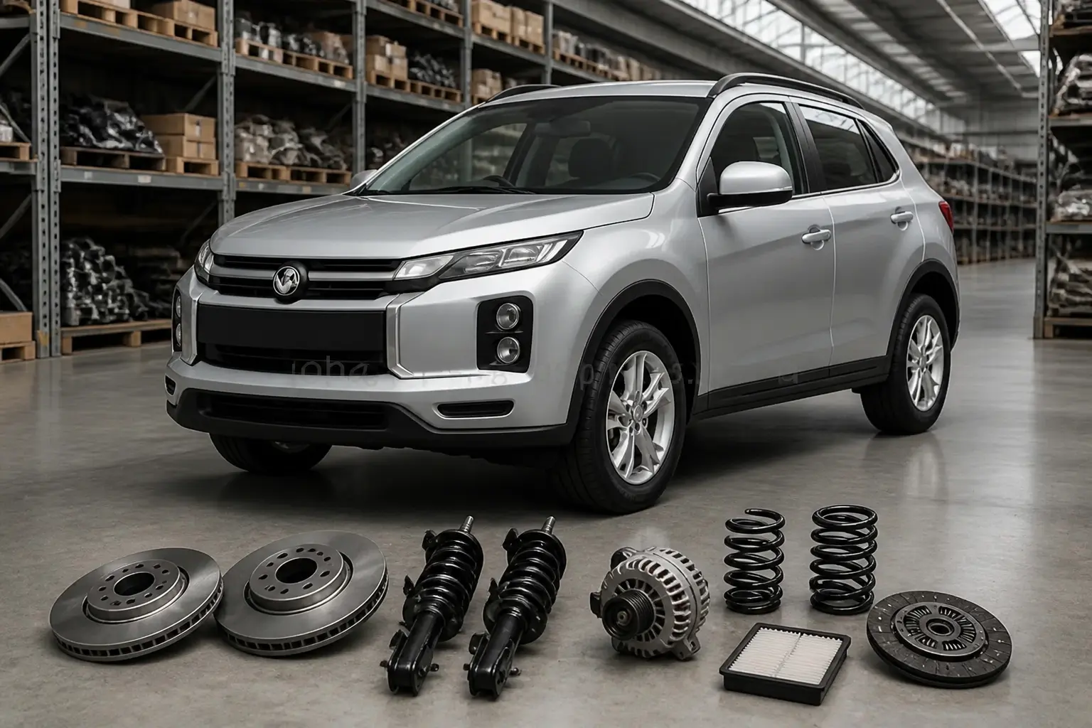 Mitsubishi parts on warehouse floor in Johannesburg