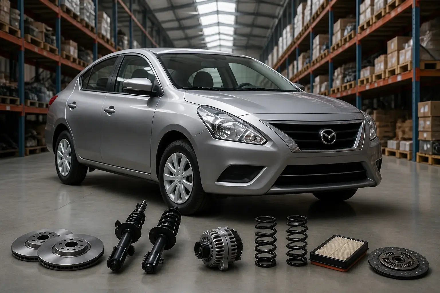 Nissan parts on warehouse floor in Johannesburg