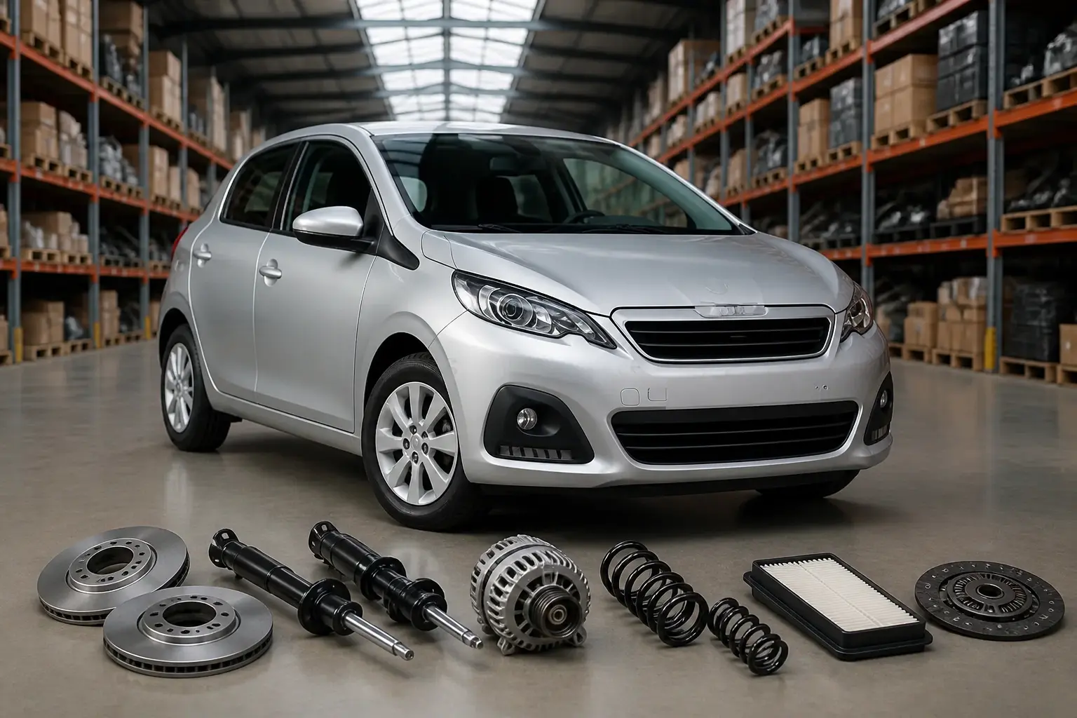 Peugeot parts on warehouse floor in Johannesburg