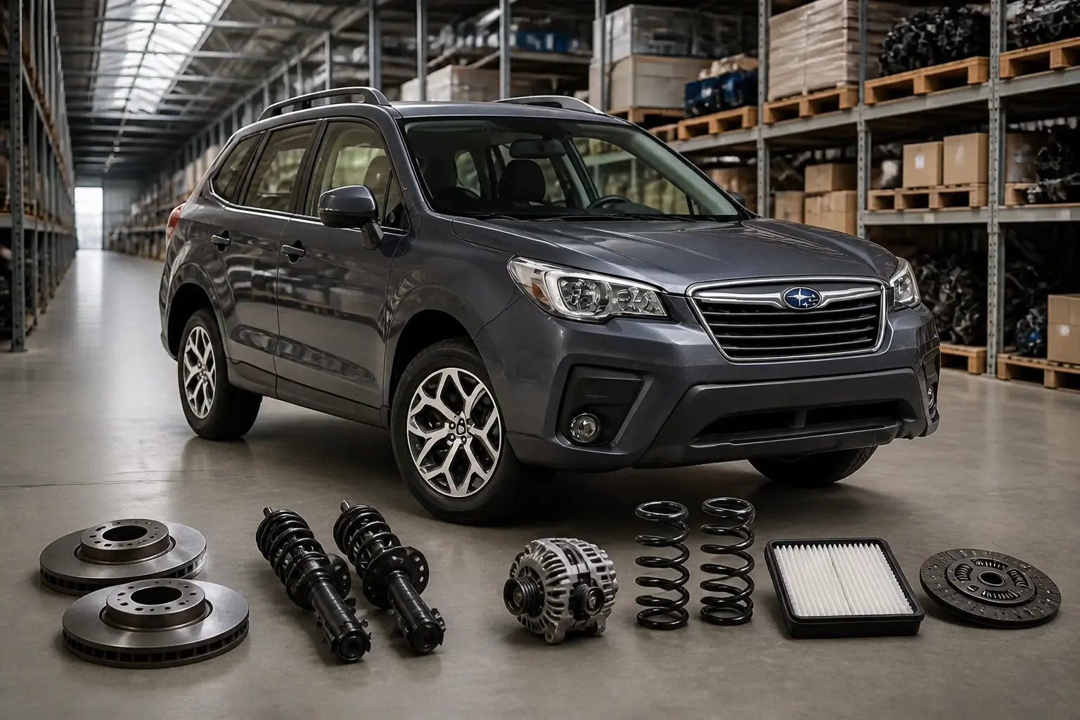 Subaru parts on warehouse floor in Johannesburg